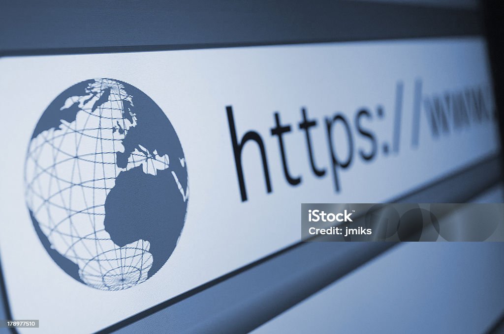 Address Bar Closeup of Computer Screen With Address Bar of Web Browser HTTPS Stock Photo