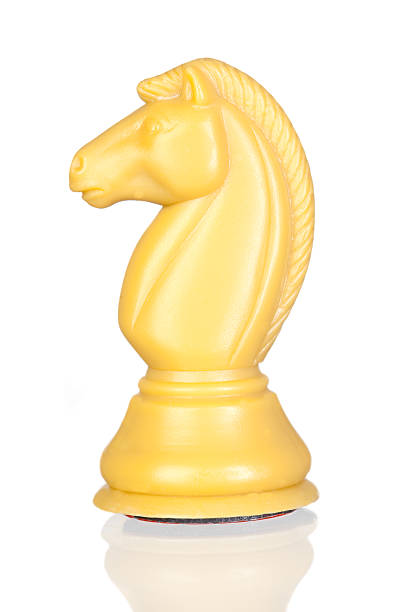 White horse chess White horse chess isolated on white background with reflection on the floor ganar stock pictures, royalty-free photos & images