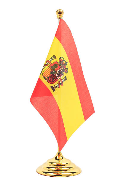istock Spain flag hanging on the gold flagstaff 178978793