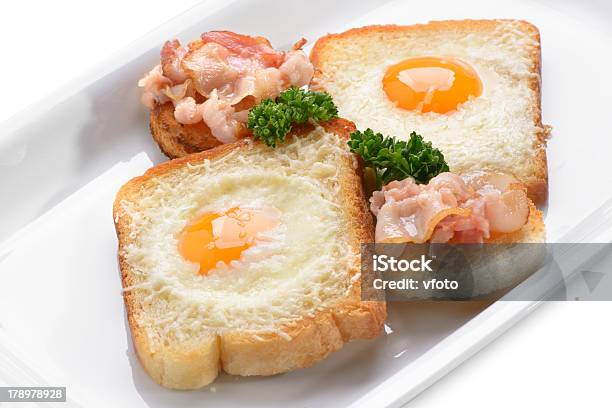 Traditional Breakfast Of Scrambled Eggs Stock Photo - Download Image Now - Asparagus, Bacon, Bread