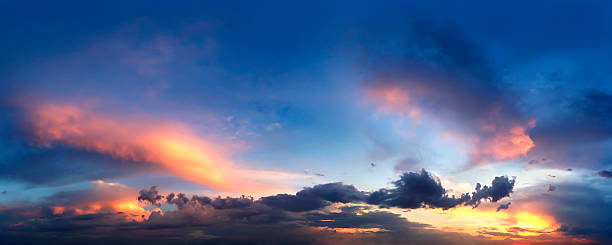 istock Panorama of evening sunset sky with clouds 178979034
