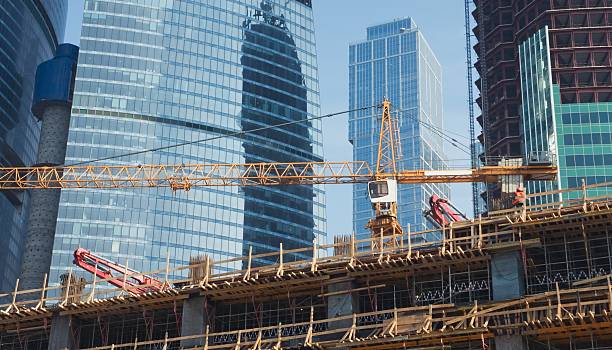 工事現場の眺め - steel construction site construction glass ストックフォトと画像