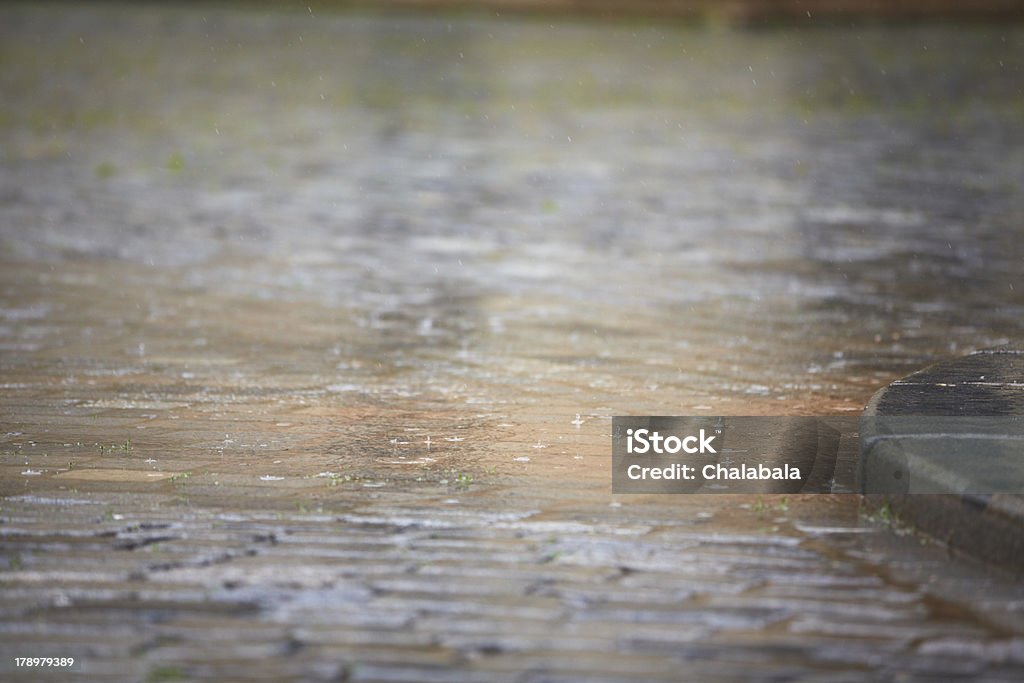Rainy day Heavy rain in the city - selective focus Close-up Stock Photo