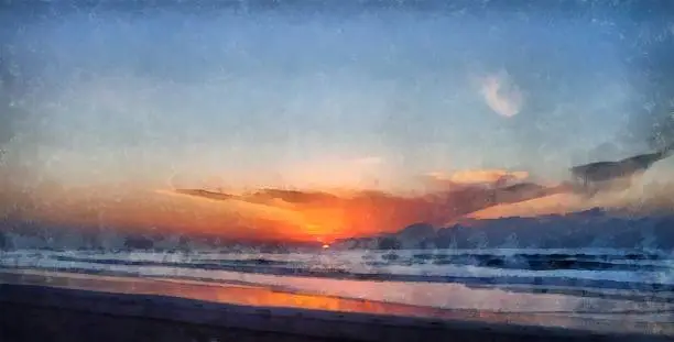 Photo of Painting of beatiful susnet sunrise at the beach