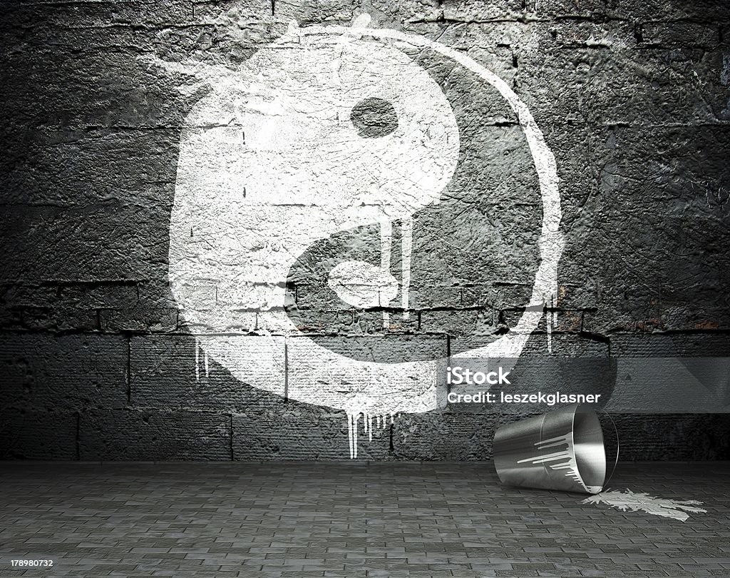 Graffiti wall with yin yang, street background Graffiti wall with yin yang, street art background Asia Stock Photo