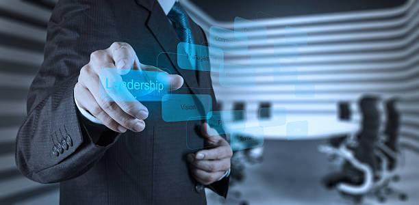 istock businessman pointing to leadership skill concept on virtual scre 178980750