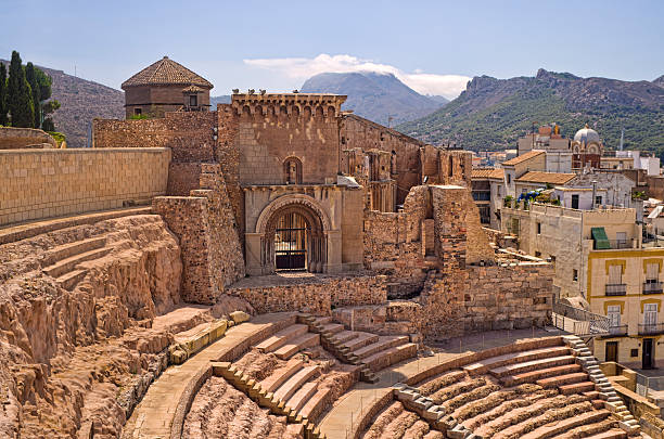 Interior of an ancient Roman Amphitheater Roman Amphitheater In Cartagena, Spain cartagena spain stock pictures, royalty-free photos & images