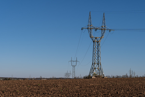 Electricity pylons in the field