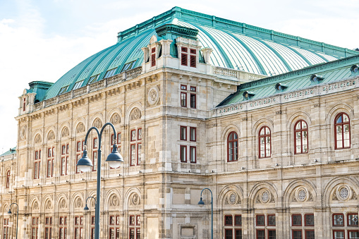 Vienna, Austria - October 4, 2023: A detailed view of The Vienna State Opera House in Vienna, Austria