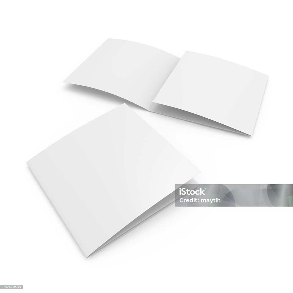 Square blank leaflet Square blank leaflet isolated on white Brochure Stock Photo
