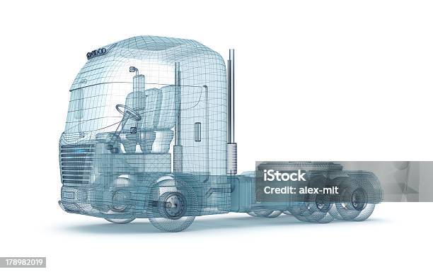 메쉬형 배달차 흰색 바탕에 그림자와 세미 트럭에 대한 스톡 사진 및 기타 이미지 - 세미 트럭, 바둑판, 0명