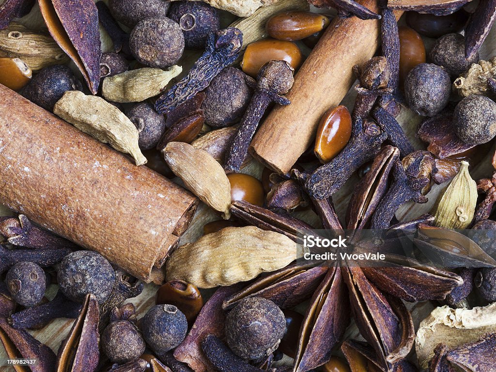 Fundo de especiarias de vinho quente - Foto de stock de Anis royalty-free