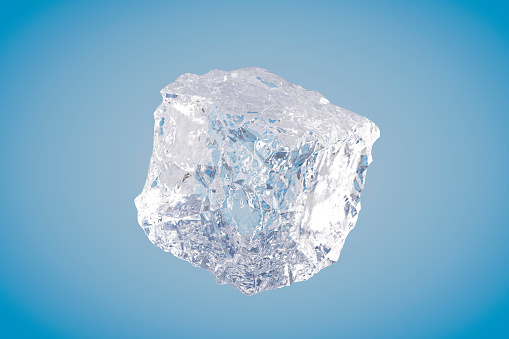 Ice cube. Digitally generated image.