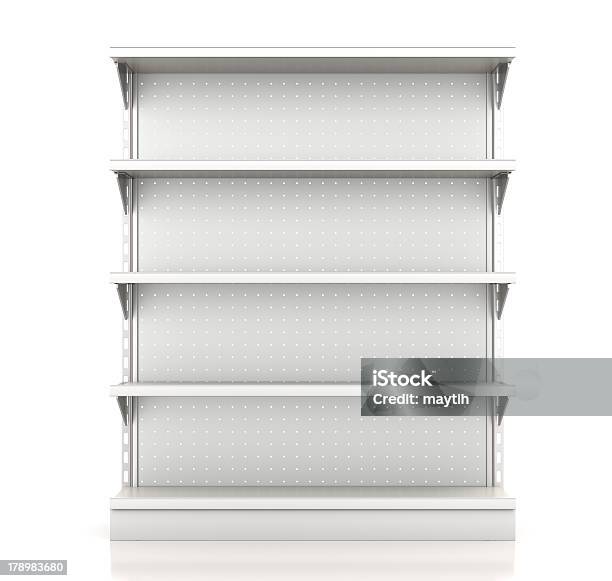 Supermarket Shelves Stock Photo - Download Image Now - Shelf, Rack, Empty