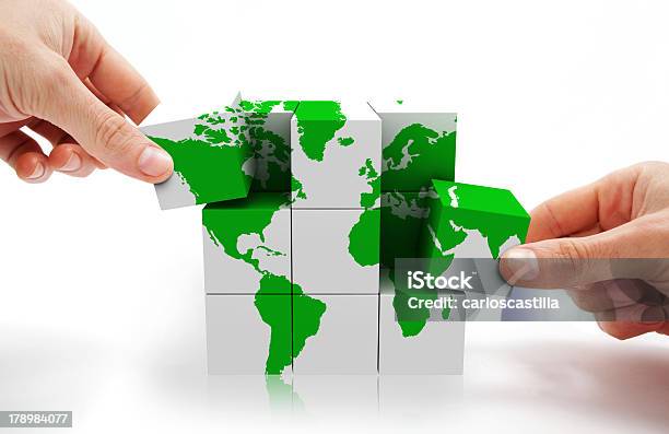 Cube World Map Concept Stock Photo - Download Image Now - World Map, Cube Shape, Map