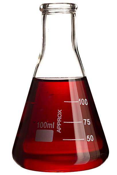 frasco de erlenmeyer - laboratory glassware beaker flask glass imagens e fotografias de stock