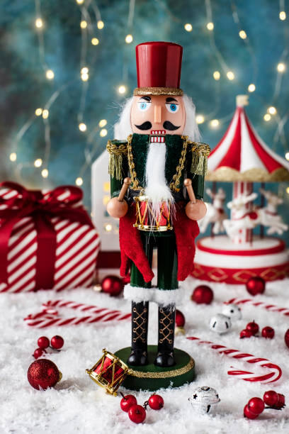 istock Christmas composition with holiday decoration - Nutcracker toy soldier 1789873639
