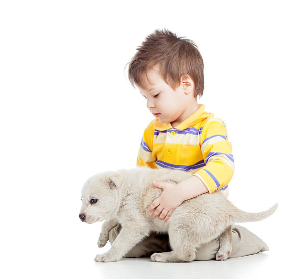 istock kid boy with puppy dog 178987441