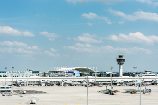 Munich Airport and the airport apron. .