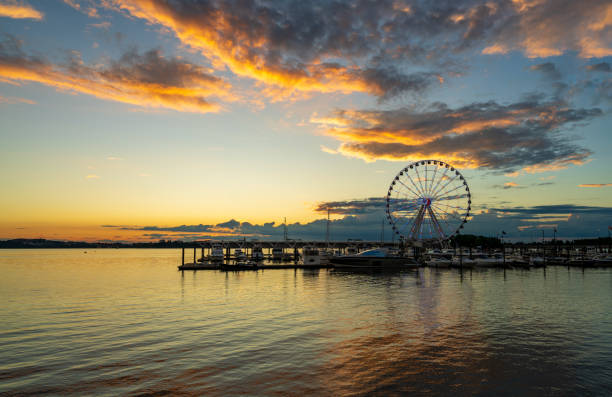 istock Ferris wheel at National Harbor at sunset 1789879973