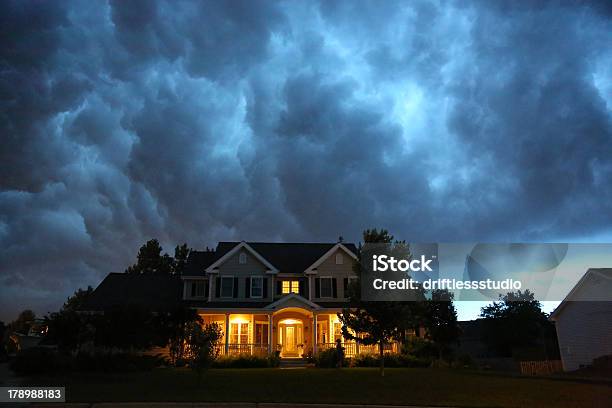 House In Bad Summer Thunderstorm Stock Photo - Download Image Now - House, Storm, Spooky