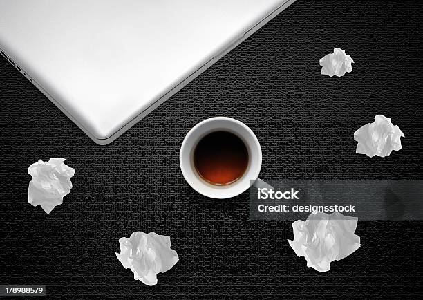 Crumpled Papers And Coffee Stock Photo - Download Image Now - Achievement, Brainstorming, Contemplation