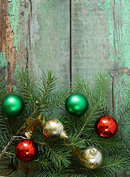 istock Christmas wooden background is green fir tree  branches 178988934