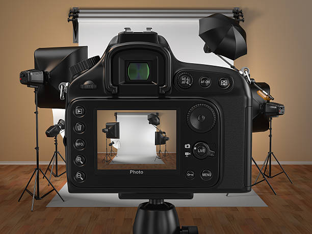 istock Digital photo camera in studio with softbox and flashes 178988964