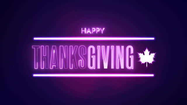 Happy Thanksgiving neon sign poster. 4k
