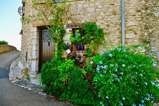beautiful street of saint cirq lapopie medieval town, France