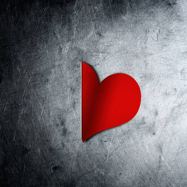 istock Red paper on metal background 178990680