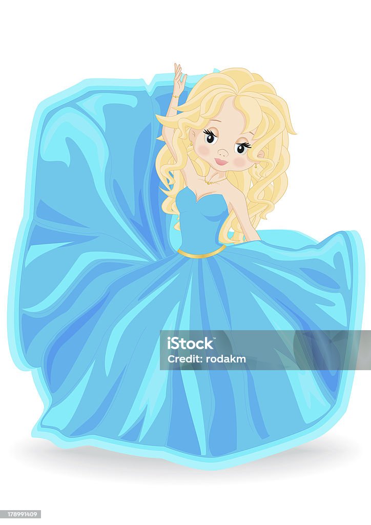 Menina Loira em Vestido de noite azul - Royalty-free Adulto Ilustração de stock