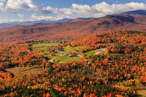 istock Aerial view of fall foliage in Stowe, Vermont 178991504