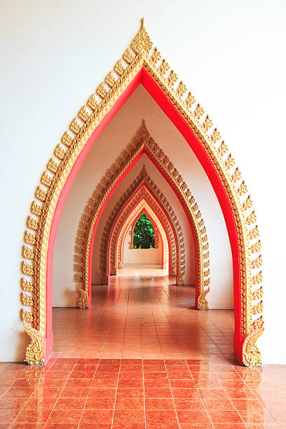 istock Walkway in temple and Arch door 178992964