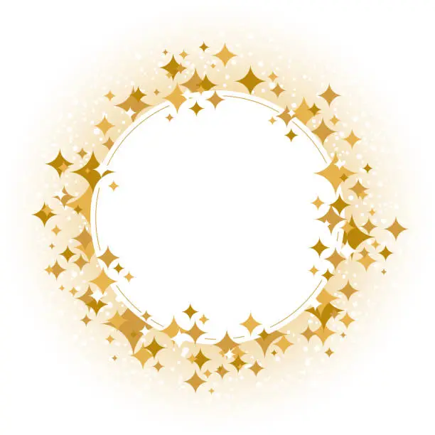 Vector illustration of Gold Celebration Blank Round Frame with Stars