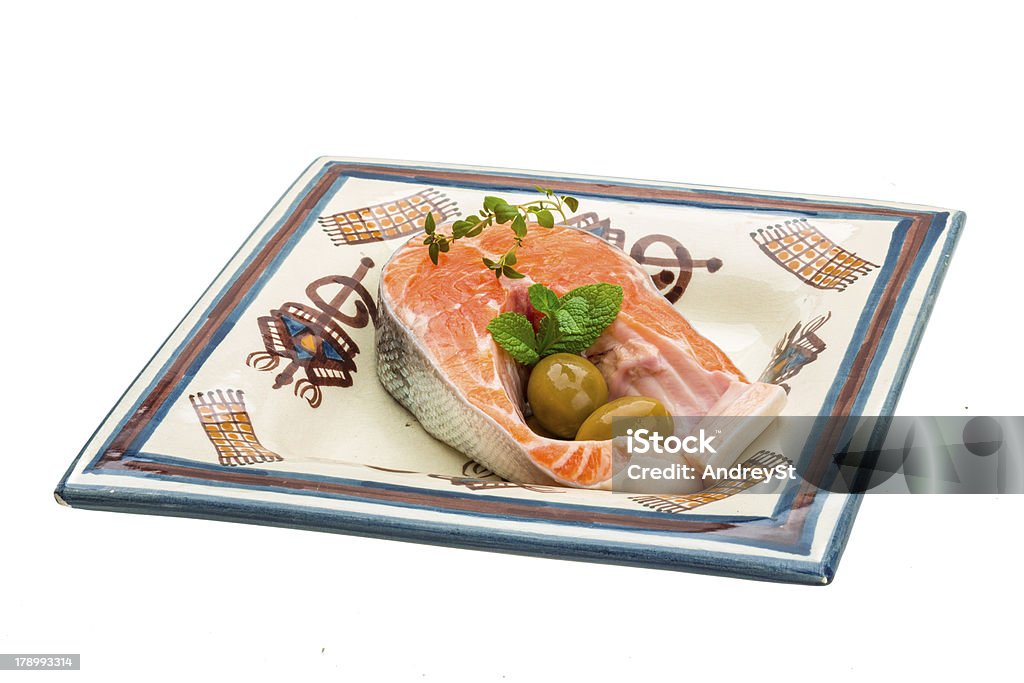 Trancio di salmone crudo - Foto stock royalty-free di Bistecca di manzo