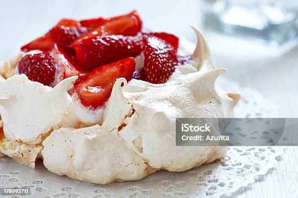 Strawberry Pavlova Cake Stock Photo - Download Image Now - Pavlova - Dessert, Meringue, Strawberry