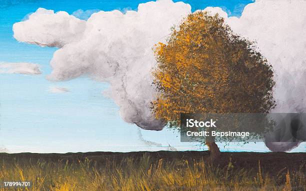 Landschaft Farbe Auf Leinwand Stockfoto und mehr Bilder von Aquarelleffekt - Aquarelleffekt, Baum, Bildhintergrund