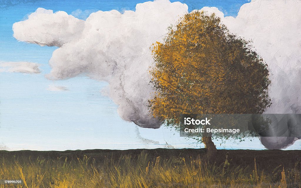 Paysage peinture sur toile - Photo de Arbre libre de droits