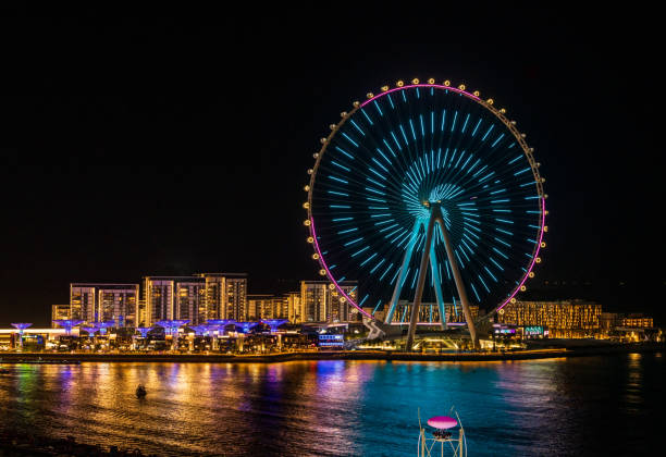 istock Light show on Ain Dubai observation wheel at sunset 1789952835