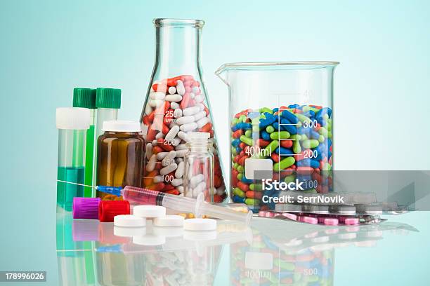 Many Different Kid Of Medicine Stock Photo - Download Image Now - Antibiotic, Biology, Bottle