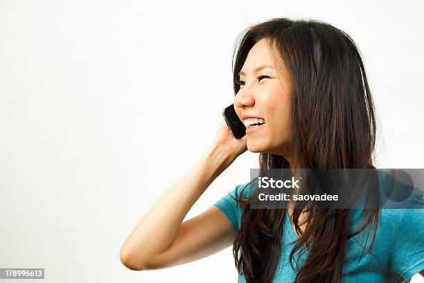 Asian Woman And Mobile Phone Stock Photo - Download Image Now - Adult, Adults Only, Cheerful