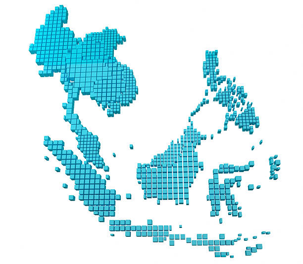 블루 Asean 맵 스톡 사진