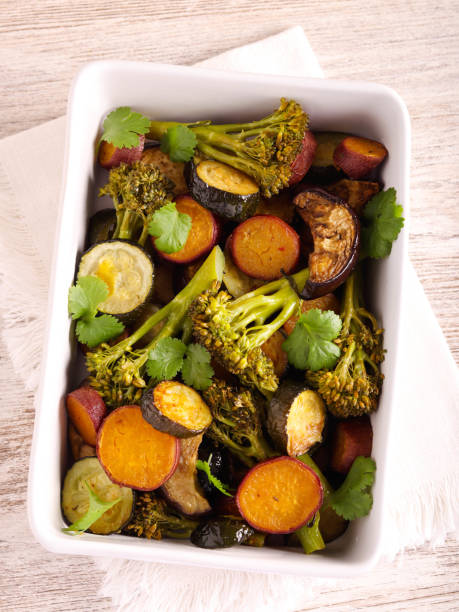 istock Baked vegetables: zucchini, eggplant, broccoli and sweet potato 1789969893