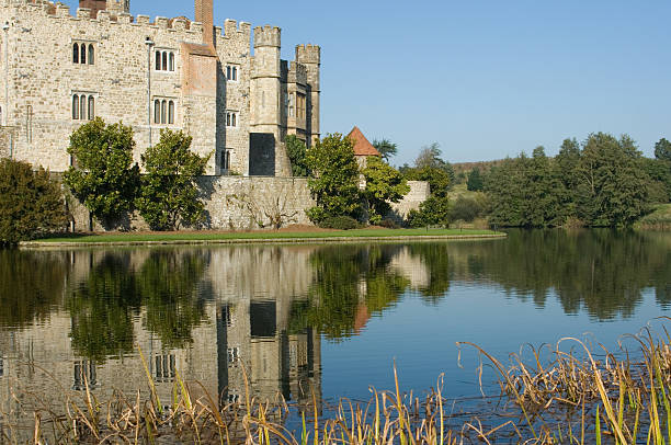 Picturesque English Castle on a sunny Autumn day stock photo