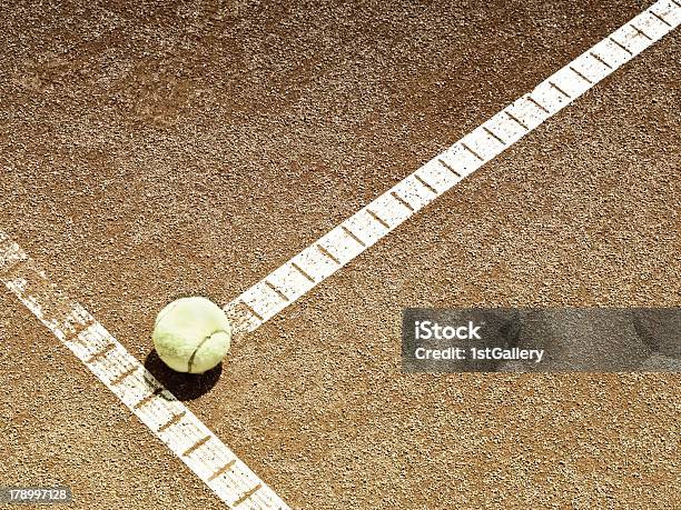 Tennis Court Line With Ball Stock Photo - Download Image Now - Baseball - Ball, In A Row, Single Line