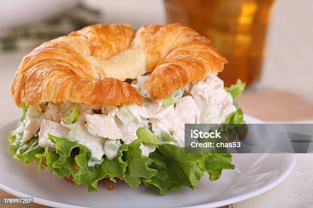 Chicken Salad Sandwich Closeup Stock Photo - Download Image Now - Chicken Salad, Sandwich, Croissant