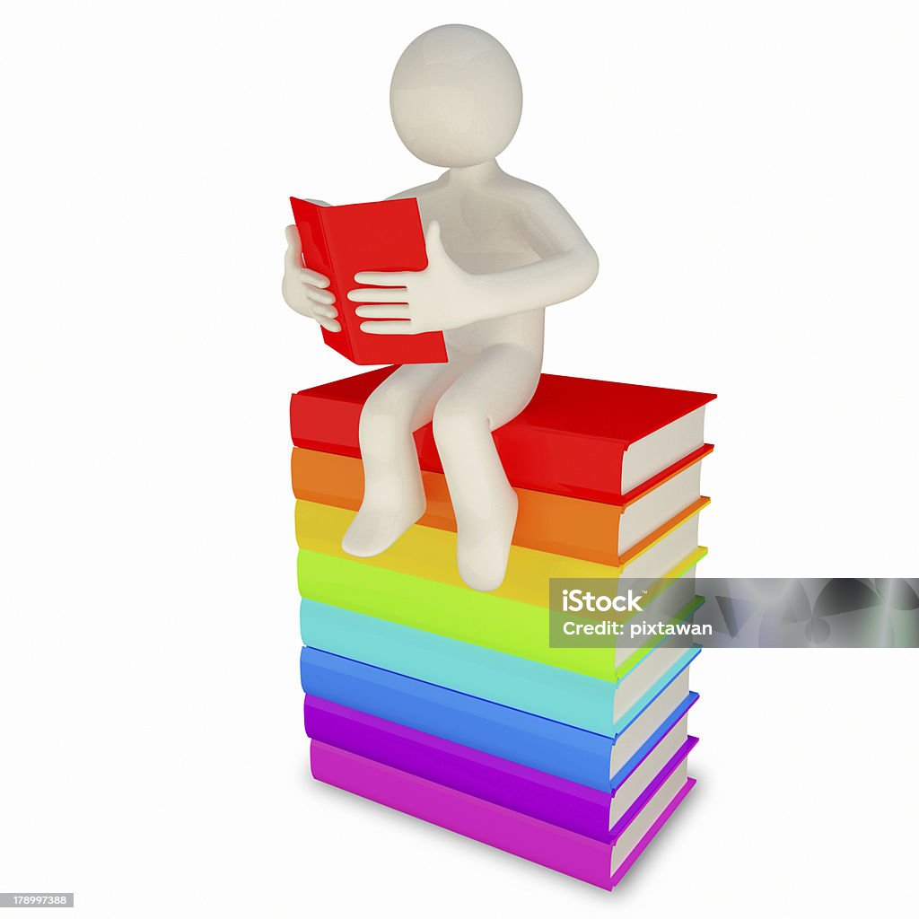 3 d uomo leggendo un libro - Foto stock royalty-free di Abilità