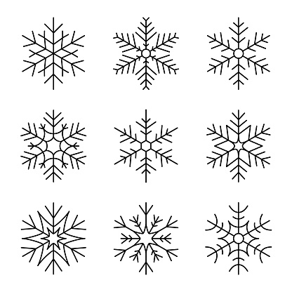 Set of vector snowflakes. Design elements isolated on white background. Vector icon set.