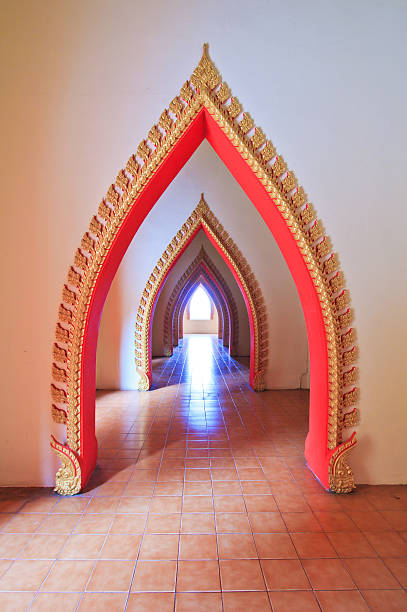 istock Walkway in temple and Arch door 178998456